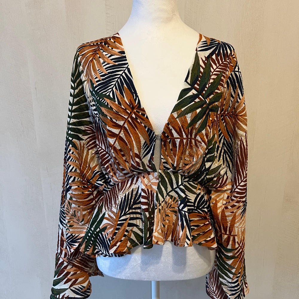 Tropical Leaf Print Women's Top